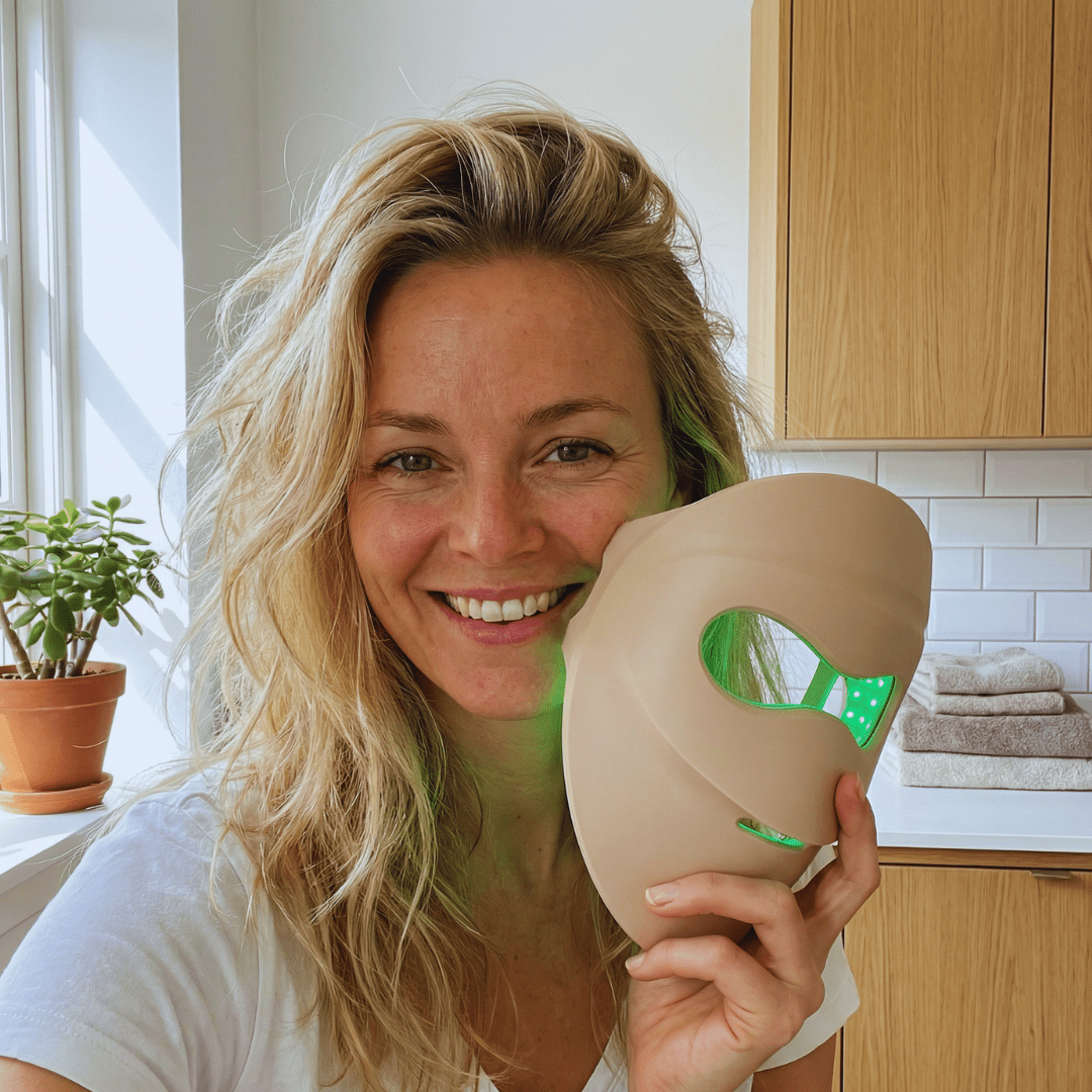 RenewLabs™ GlowMask Flex – LED Ansigtsmaske (3 lysfarver + 660nm/850nm) - infrarød lysterapi - Bærbar Infrarød Lysterapi - RenewLabs