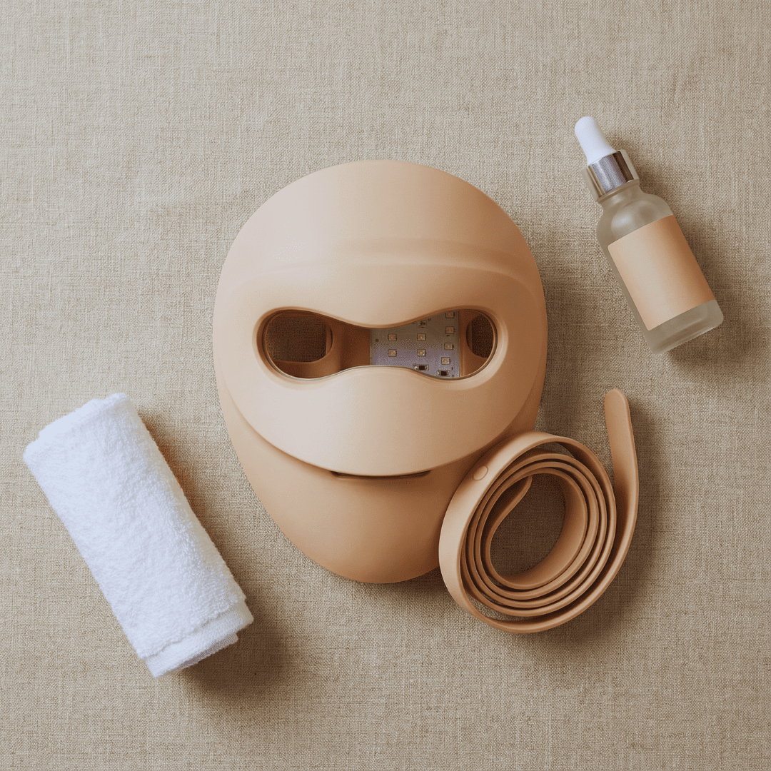 RenewLabs™ GlowMask Flex – LED Ansigtsmaske (3 lysfarver + 660nm/850nm) - infrarød lysterapi - Bærbar Infrarød Lysterapi - RenewLabs