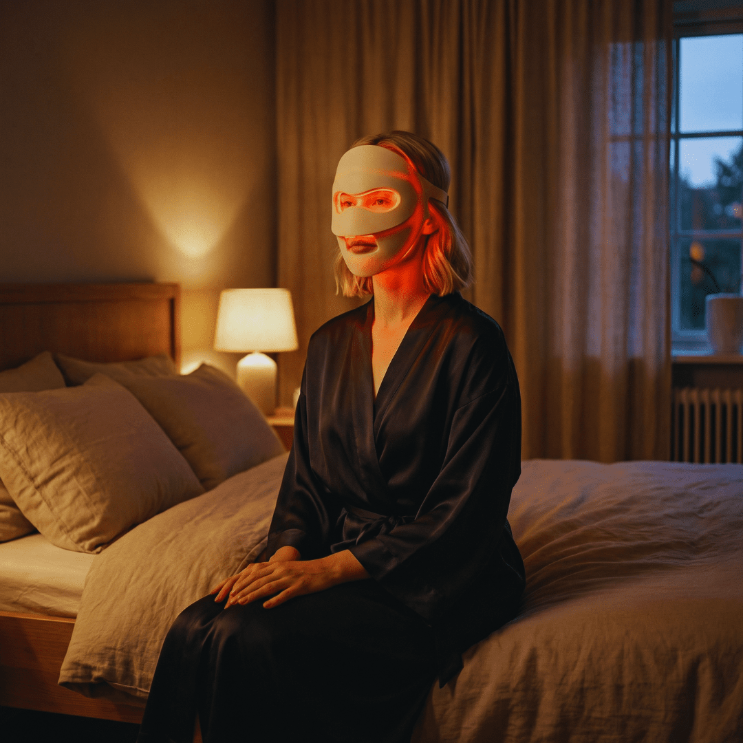 RenewLabs™ GlowMask Flex – LED Ansigtsmaske (3 lysfarver + 660nm/850nm) - infrarød lysterapi - Bærbar Infrarød Lysterapi - RenewLabs