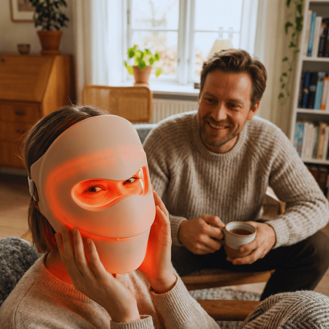 RenewLabs™ GlowMask Flex – LED Ansigtsmaske (3 lysfarver + 660nm/850nm) - infrarød lysterapi - Bærbar Infrarød Lysterapi - RenewLabs