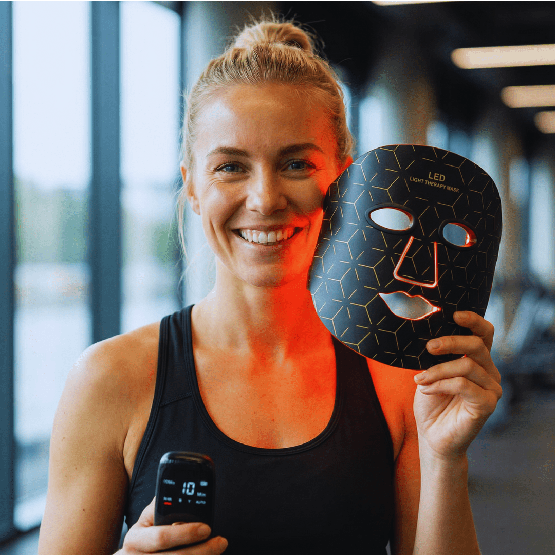 RenewLabs™ GlowMask Pro – LED Ansigtsmaske med 4 Lysfarver (660nm, 850nm, 415nm & 605nm) - infrarød lysterapi - Bærbar Infrarød Lysterapi - RenewLabs