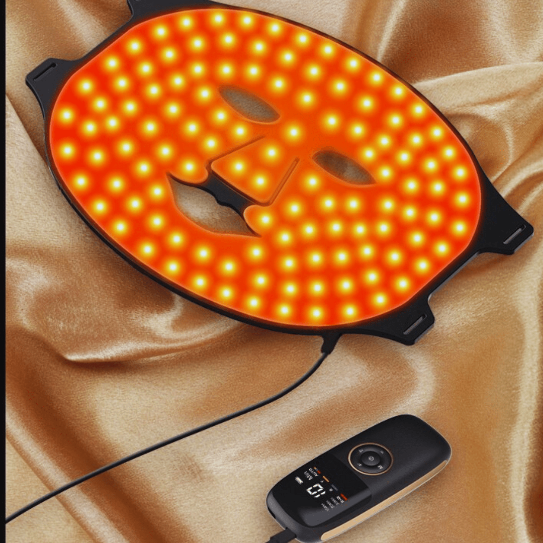 RenewLabs™ GlowMask Pro – LED Ansigtsmaske med 4 Lysfarver (660nm, 850nm, 415nm & 605nm) - infrarød lysterapi - Bærbar Infrarød Lysterapi - RenewLabs