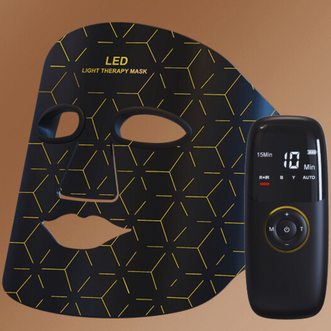 RenewLabs™ GlowMask Pro – LED Ansigtsmaske med 4 Lysfarver (660nm, 850nm, 415nm & 605nm) - infrarød lysterapi - Bærbar Infrarød Lysterapi - RenewLabs
