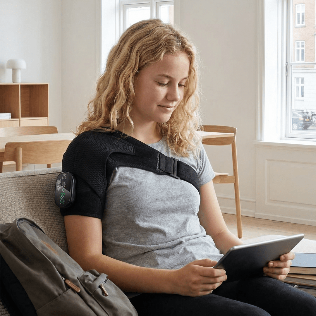 RenewRelief™ Skulder & Nakke Wrap (660nm + 850nm + Massage) - infrarød lysterapi - Bærbar Infrarød Lysterapi - RenewLabs